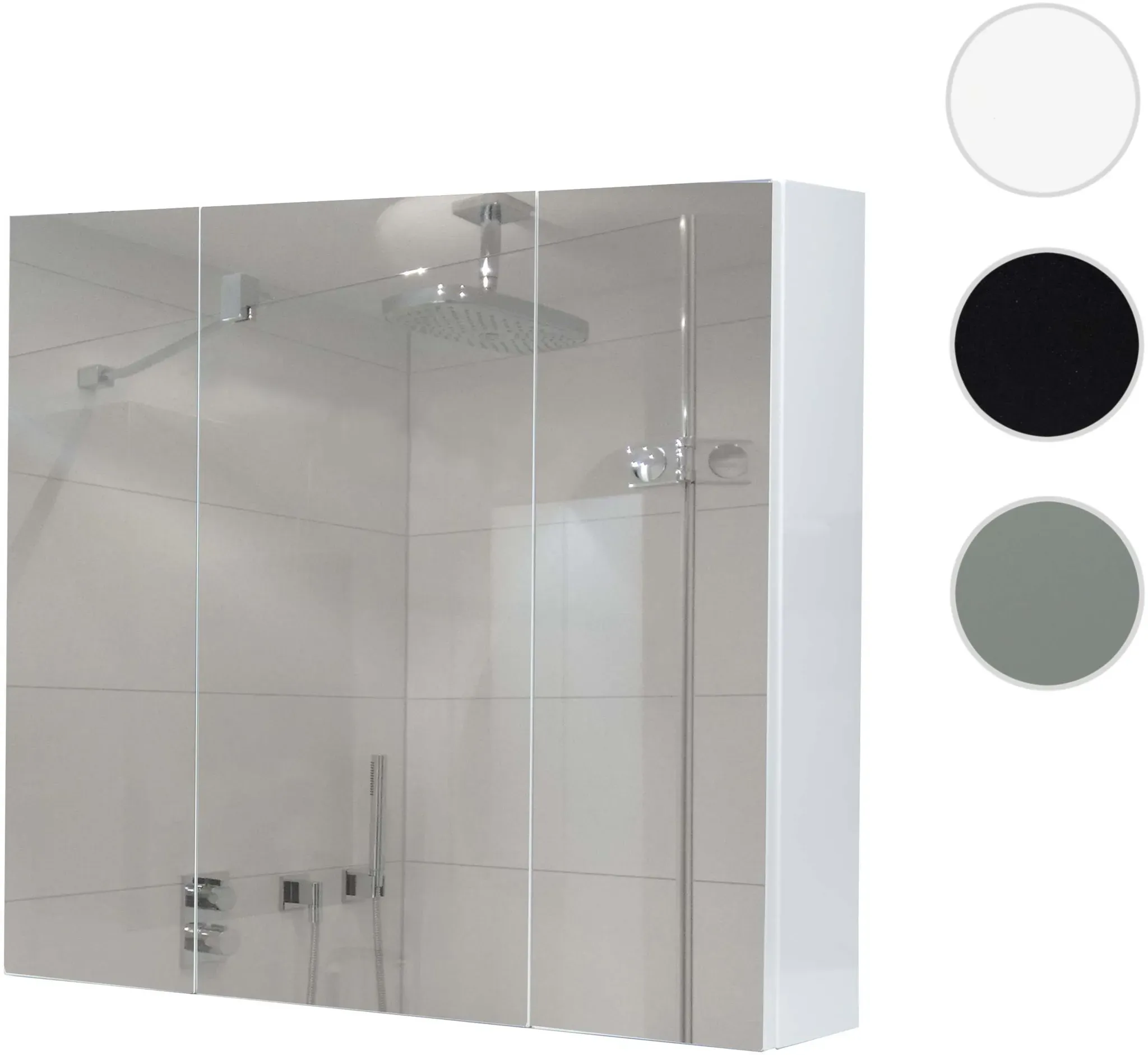 Spiegelschrank HWC-B19b, Badschrank Hängeschrank, 6 Regalböden hochglanz FSC®-zertifiziert 70x80x16cm ~ weiß
