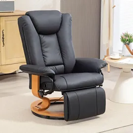 Homcom Relaxsessel Drehbar Fernsehsessel mit Liegefunktion, Fußstütze, Schwarz