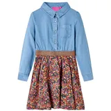 vidaXL Kinderkleid mit Langen Ärmeln Marineblau und Jeansblau 104