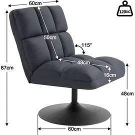 MCombo Drehsessel Stuhl modern, Cocktailsessel Loungesessel Relaxsessel Clubsessel für Wohnzimmer Schlafzimmer, Mikrofaser-stoff, 4812 (dunkelgrau)