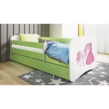 raumhirsch furniture Kinderbett mit Motiv Pferd 80 x 180 cm Holzwerkstoff grün