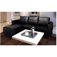 vidaXL L-förmiges Sofa 3-Sitzer Kunstleder Schwarz