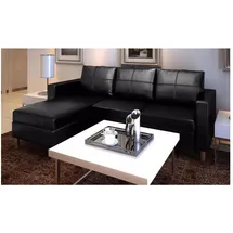 vidaXL L-förmiges Sofa 3-Sitzer Kunstleder Schwarz