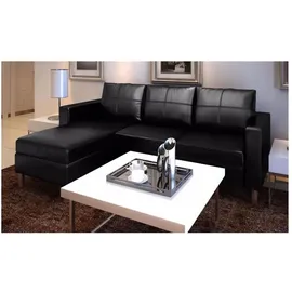 vidaXL L-förmiges Sofa 3-Sitzer Kunstleder Schwarz
