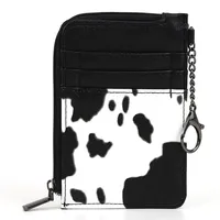 FDEETY Brieftasche Damen Klein Geldbörse Damen Leder Klein Kartenetui Damen Kuhdruck Geldbörse Geldbörse Damen Klein Viele Fächer Portemonnaie Damen Klein Leder Münzbörsen(Schwarz)