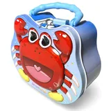 Lustige Spardose aus Metall in Tierform, Vorhängeschloss und Schlüssel, große Größe für Jungen und Mädchen (Gelbe Ente, Krabbe, Baby-Dinosaurier, Baby-Einhorn, Pinguin) (rote Krabbe)