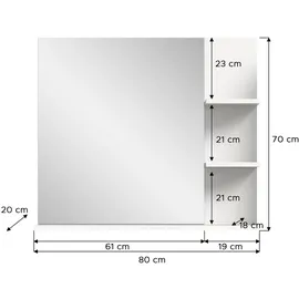 VCM xonox.home Badezimmerspiegel mit Ablage Laredo weiß Nachbildung 70x80x16 cm