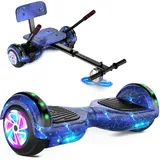 SISIGAD Hoverboard mit sitz, 6.5" Self Balancing Bluetooth-Lautsprechern LED-Lichtern für Kinder und Erwachsene, Starry Sky Blue