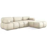 Makamii Ecksofa, Creme, Leder, 3-Sitzer, Füllung: Schaumstoff, L-Form, 285x191 cm, Made in EU, Wohnzimmer, Sofas & Couches, Wohnlandschaften, Ecksofas