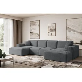 altdecor Wohnlandschaft, Dunkelgrau, Textil, 6-Sitzer, U-Form, 344x73x165 cm, Wohnzimmer, Sofas - Couches, Wohnlandschaften, Wohnlandschaften in U-Form
