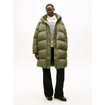 Tommy Hilfiger Curve "CRV MODERN DOWN REG COAT", Damen, Gr. 52, grün (utility olive), Steppware, Obermaterial: 100% Polyester. Futter: 100% Polyamid. Wattierung: 100% Daunen, unifarben, Mäntel Daunenmantel, in großen Größen