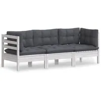 vidaXL 3-Sitzer-Gartensofa grau/weiß