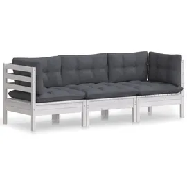 vidaXL 3-Sitzer-Gartensofa grau/weiß