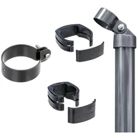 GAH Alberts Alberts Zaunanschluss-Set Wellengittertor an Schweißgitter Fix-Clip Pro® | anthrazit | zinkphosphatiert anthrazit-metallic | zum Einbetonieren | Torpfosten-Ø: 60 mm | Zaunhöhe: 810 mm