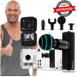 Miweba Sports Mini-Massagepistole MM10, Massage-Gun 2500 mAh, Faszien-Muskelmassage mit 4 Aufsätzen (Schwarz)