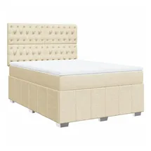 vidaXL Boxspringbett mit Matratze Creme 140x190 cm Stoff