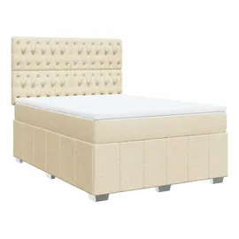 vidaXL Boxspringbett mit Matratze Creme 140x190 cm Stoff