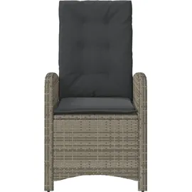 vidaXL Gartensessel mit Kissen 2 Stk. Verstellbar Grau Poly Rattan