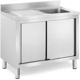 Royal Catering Spülenschrank 1 Becken - - Edelstahl - 400 x 60 cm - Spültisch Royal Catering