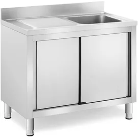 Royal Catering Spülenschrank 1 Becken - - Edelstahl - 400 x 60 cm - Spültisch Royal Catering