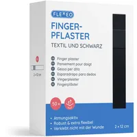 Flexeo Fingerpflaster 2 cm x 12 cm Schwarz 50 St.