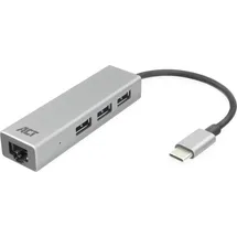 Act AC7055 1 x USB C Stecker auf 3 x USB A, Gigabit Network Port Hub mit Ethernet