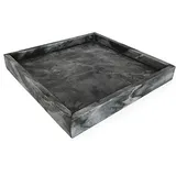 Adorist Marmortablett - Tablett aus dunkelgrauem Marmor - Marble Tray - Dekotablett - Serviertablett - quadratisch - Marmoroptik - dunkelgrau - 30x30x4cm