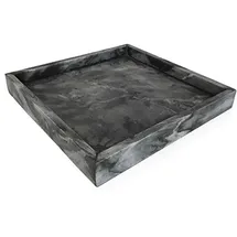Adorist Marmortablett - Tablett aus dunkelgrauem Marmor - Marble Tray - Dekotablett - Serviertablett - quadratisch - Marmoroptik - dunkelgrau - 30x30x4cm