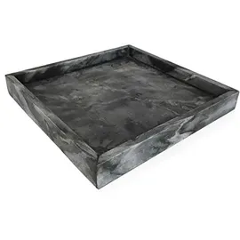 Adorist Marmortablett - Tablett aus dunkelgrauem Marmor - Marble Tray - Dekotablett - Serviertablett - quadratisch - Marmoroptik - dunkelgrau - 30x30x4cm