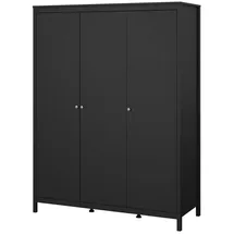 VCM Madrid Kleiderschrank 3 Türen schwarz matt. - Schwarz