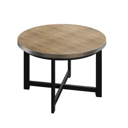 BO | Bistro Tisch | Ø70xH52cm | 25mm | Edelstahl Rand | Eiche/ Schwarz