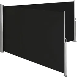 TECTAKE Aluminium Doppel Seitenmarkise ausziehbar mit Aufrollmechanismusschwarz