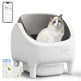 triumphkey Katzenklo Selbstreinigend Katzentoilette XXL, Katzentoilette Selbstreinigend, App-Steuerung, Sicherheitssensor, Große Fassungsvermögen Cat Litter Box für Mehrere Katzen