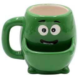 Dekohelden24 Tasse Kaffeebecher Kaffeetasse mit Keksfach aus Keramik versch. Motive, Porzellan grün