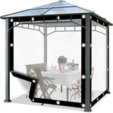 BDSHL Transparente Plane Pavillon Seitenwände PE-Material Staubdicht Regenfest Faltbar mit Öse für Pavillon/Pergola/Veranda/Terrasse (Color : A, Größe : 6x2.5m/19.68x8.2ft)