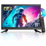 DESOBRY 19 Zoll Kleine Fernseher mit DVD Player integriert, 1080P Outdoor tv unterstützt Antenne HDMI USB AV Eingang, 12V Fernseher für wohnmobil/Camping/Wohnwagen