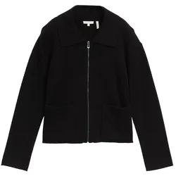 TOM TAILOR Damen Cardigan mit Kragen, schwarz, Uni, Gr. XL