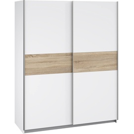 Forte Winnie Schwebetürenschrank, Holzwerkstoff, Weiß kombiniert mit Sonoma Eiche Dekor, 61,2 x 150 x 190,5 cm
