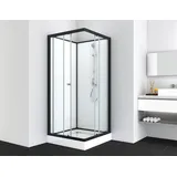 SANOTECHNIK Komplettdusche mit Schiebetür 90 x 90 cm schwarz Sicherheitsglas PS15B