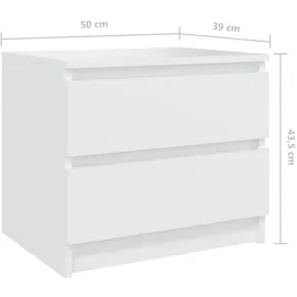 vidaXL Nachtschrank 50 x 39 x 43,5 cm Weiß