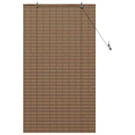 vidaXL Fensterjalousie mit Vorhängen Braun 90 x 160 cm Bambus