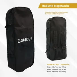 24move Standup Paddle SUP Board Set 320 x 80 x 15 cm schwarz/gelb