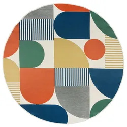 Kadima Design Bunter kreisrunder Outdoor-Teppich `Yealm Reed`. 160x160 cm