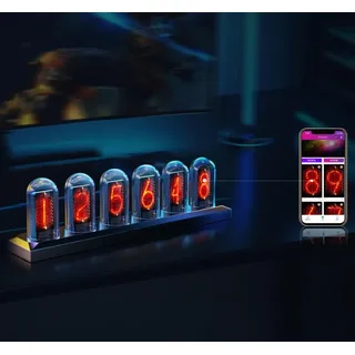 AYYDS LED Nixie Uhr, Glow Tube Clock, DIY Nixie Röhrenuhr, LED Digitaluhr, Customized Photo Display, Retro Vintage Uhr Tischuhren, Creative Geschenk