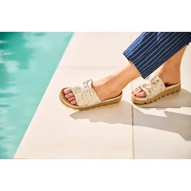 Rieker Pantolette Sommerschuh, Strandschuh, Hausschuh mit modischer Plateausohle beige 43 EU