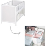 roba Beistellbett 6-fach Höhenverstellbar - 5 Schlupfsprossen - Holz weiß