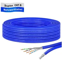 HB-Digital Kabel CAT 8 Installationskabel Duplex Verlegekabel 10m max.