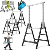 Masko MASKO® Teleskop-Arbeitsbock Untergestell Klappbock max. Belastbarkeit 200 kg Unterstellbock höhenverstellbar Min. / max. Arbeitshöhe 800-1300 mm Gerüstbock inkl. Handschuhe