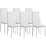 Albatros Stuhl Weiß, Kunststoff, 41x97x38 cm, Esszimmer, Stühle, Esszimmerstühle RIMINI 6er Set, Weiss - Edles Italienisches Design, Polsterstuhl Kunstleder-Bezug, Modern und Stilvoll am Esstisch