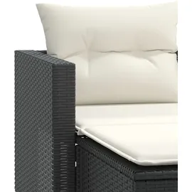 vidaXL Gartensofa 2-Sitzer mit Hockern Schwarz Poly Rattan